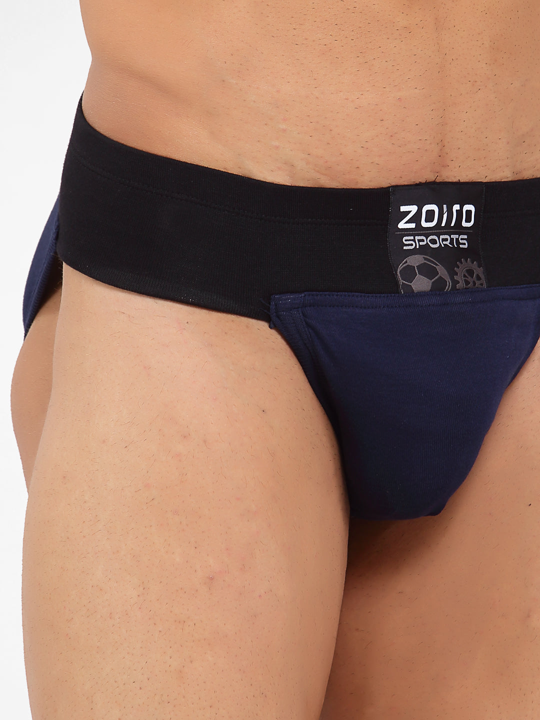 Zoiro Men&#39;s Cotton Sports Gym Supporter Brief (Pack of 2) Chinese Red + Navy