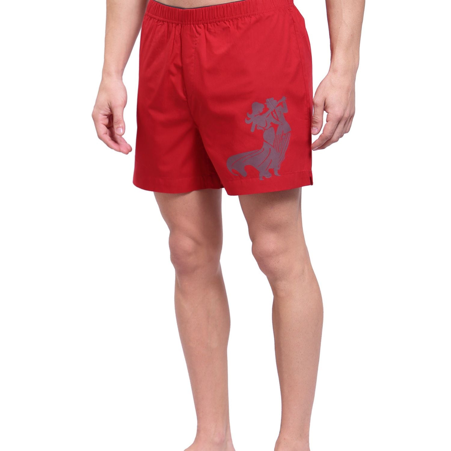 Zoiro Men&#39;s Cotton Trends Boxer Red