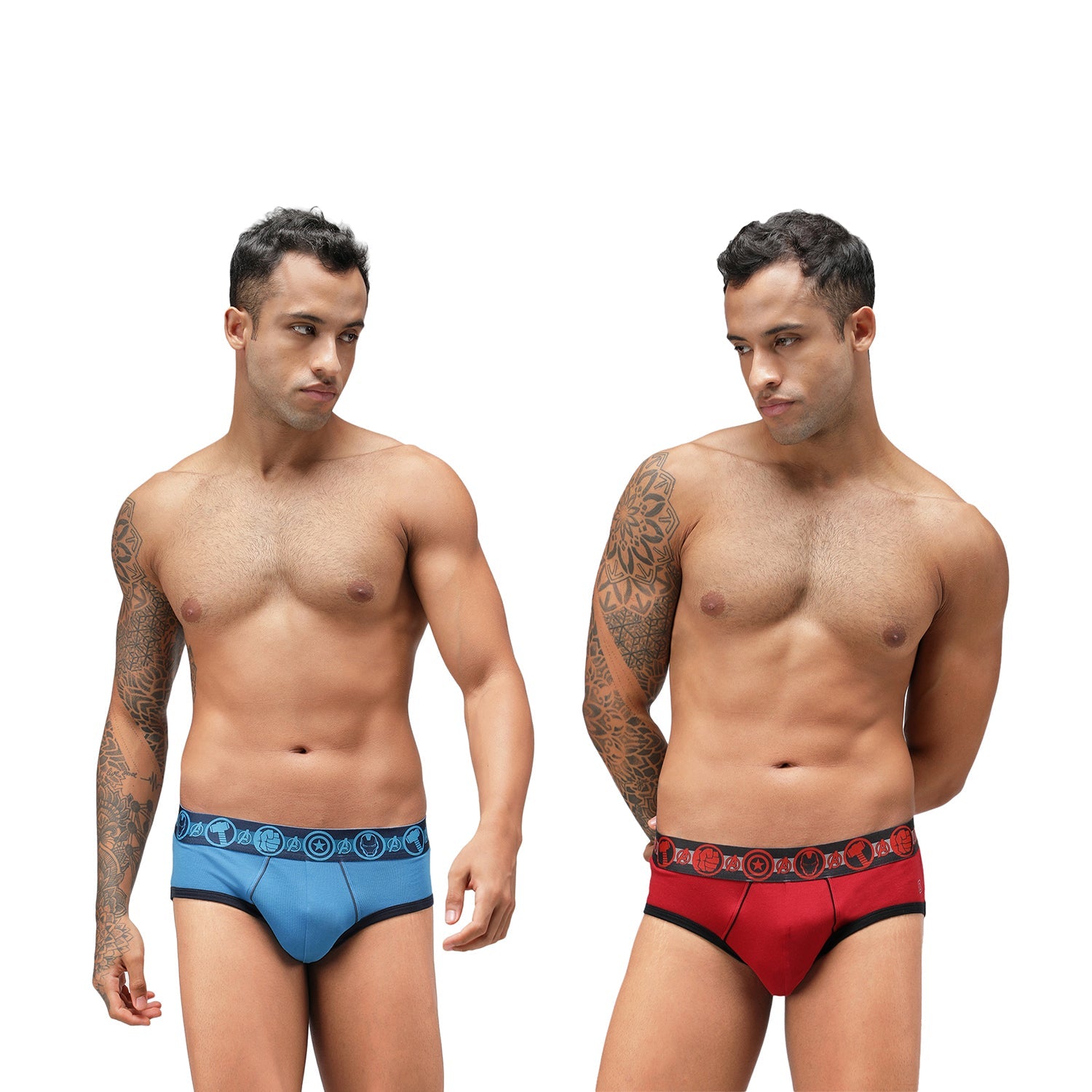 Men&#39;s Marvel Brief Pack of 2 - Chinese Red+Sky Driver