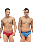 Men's Marvel Brief Pack of 2 - Chinese Red+Sky Diver