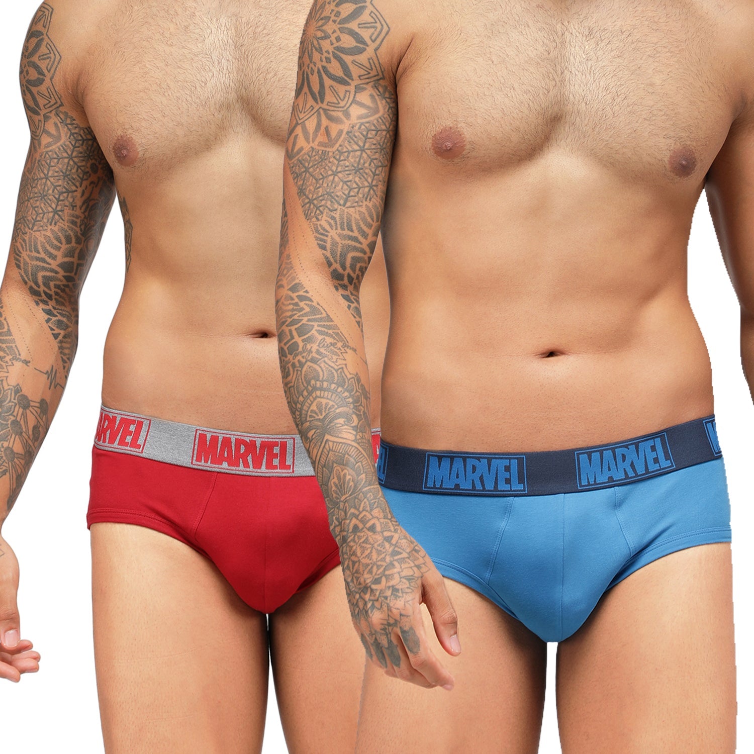 Men&#39;s Marvel Brief Pack of 2 - Chinese Red+Sky Diver