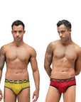 Men's Marvel Brief Pack of 2 - Chinese Red+Sulphur