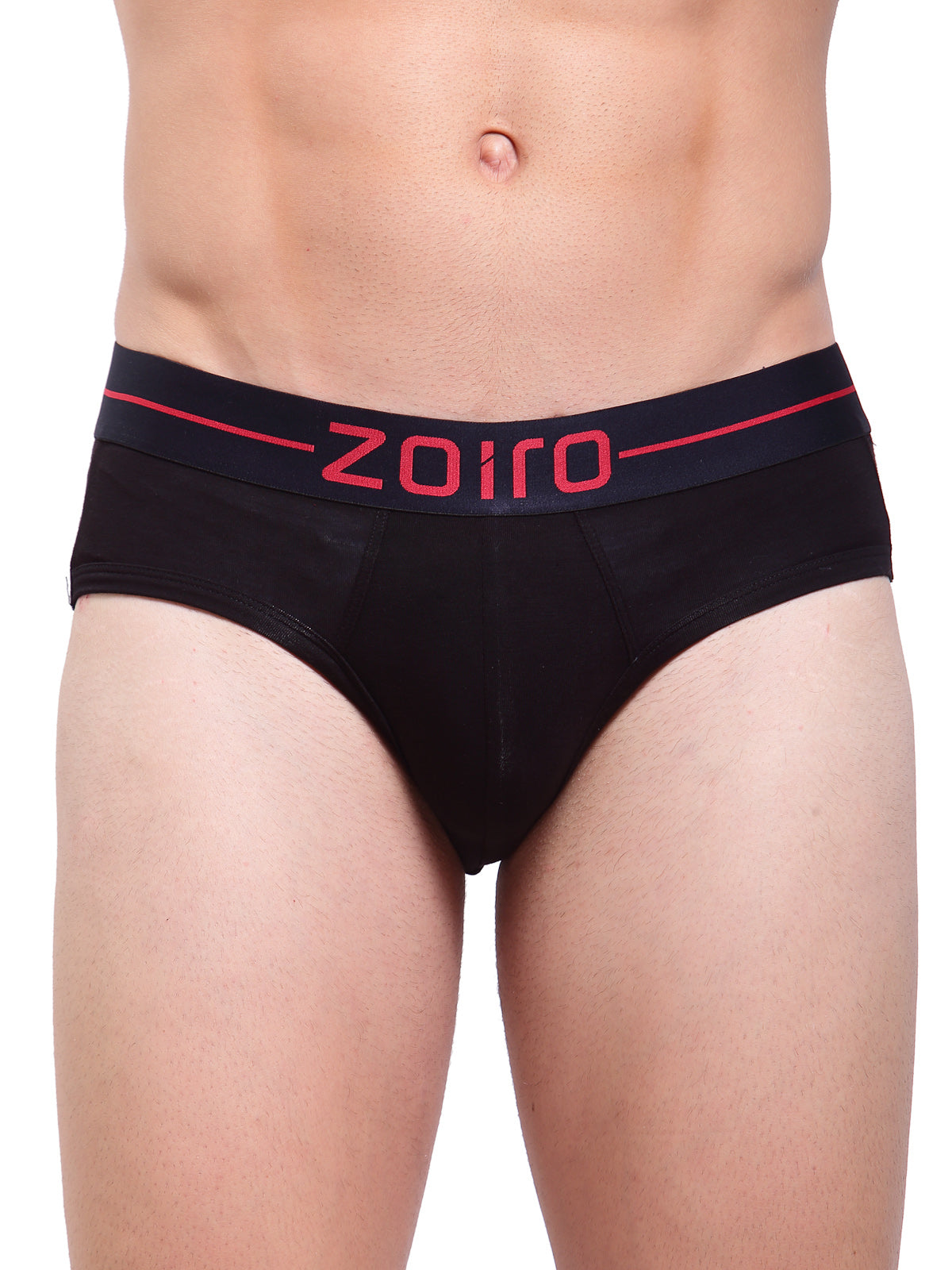 Zoiro Men&#39;s Cotton, Modal, Spandex Softs Brief Black (Red Elastic Branding)