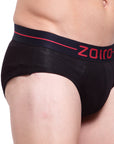 Zoiro Men's Cotton, Modal, Spandex Softs Brief Black (Red Elastic Branding)