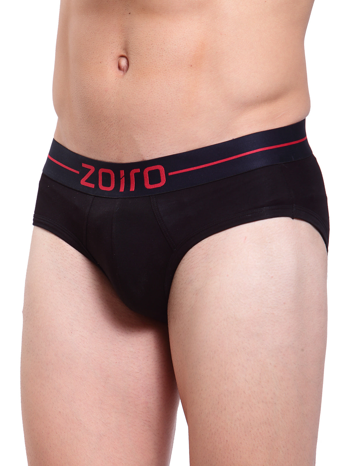 Zoiro Men&#39;s Cotton, Modal, Spandex Softs Brief Black (Red Elastic Branding)