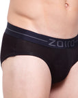 Zoiro Men's Cotton, Modal, Spandex Softs Brief Black (Black Elastic Branding)