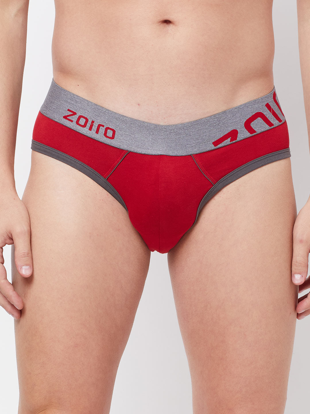 Zoiro Men&#39;s Combed Cotton Solid Brief - Ribbon Red
