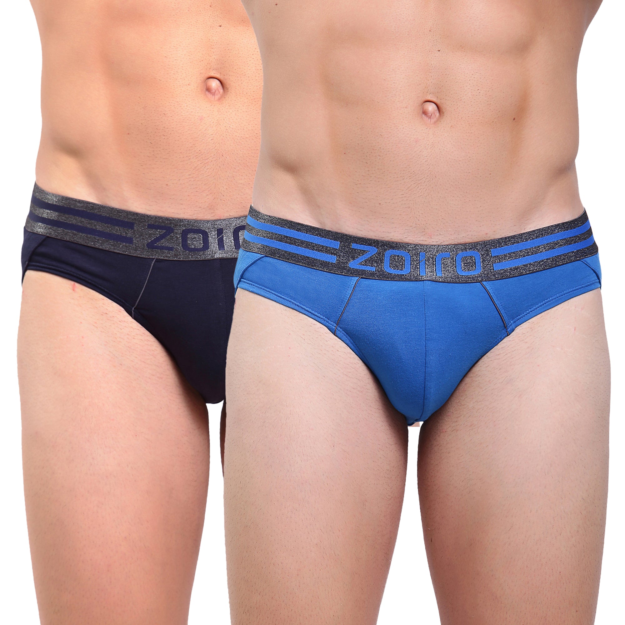 Zoiro Men&#39;s Cotton Sports Brief (Pack of 2) Sky Diver + Navy