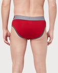 Zoiro Men's Combed Cotton Solid Brief (Pack 2)- Red + Sulphur