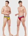 Zoiro Men's Cotton Trends Brief Pack of two- Ribbon red -Sulphur