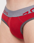 Zoiro Men's Cotton Trends Brief (Pack of 2) Ribbon Red + Pagoda Blue