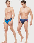 Zoiro Men's Cotton Solid Brief (Pack 2)- Blue + Red