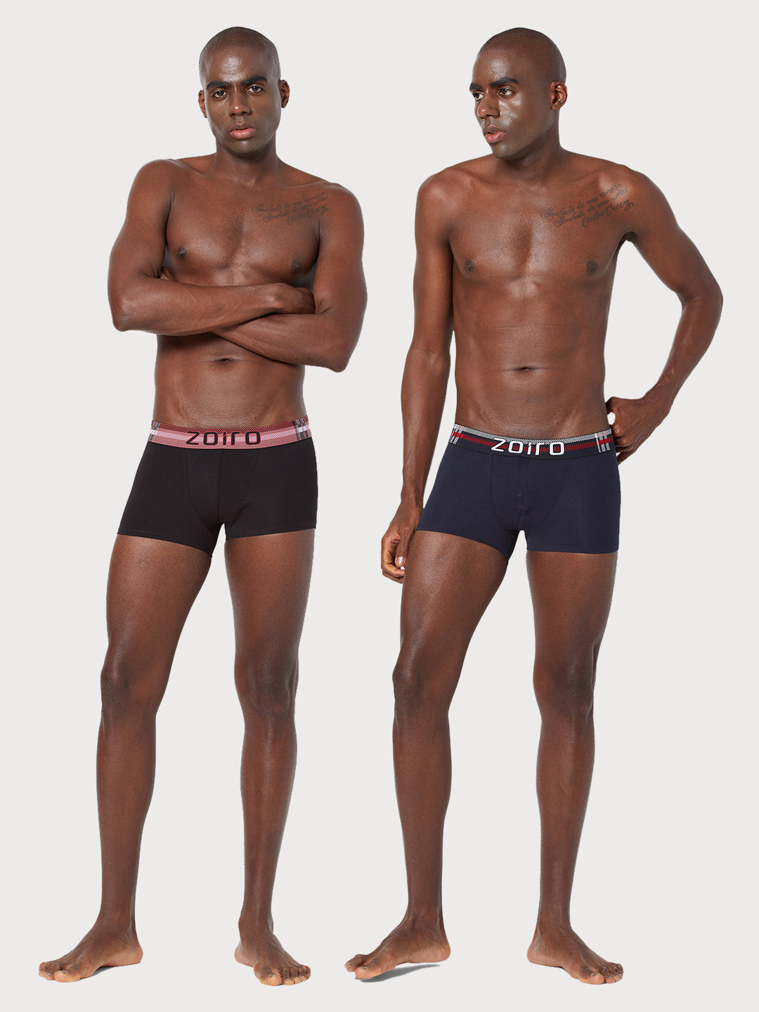Zoiro Men&#39;s Cotton Trends Trunk (Pack of 2) Navy + Black