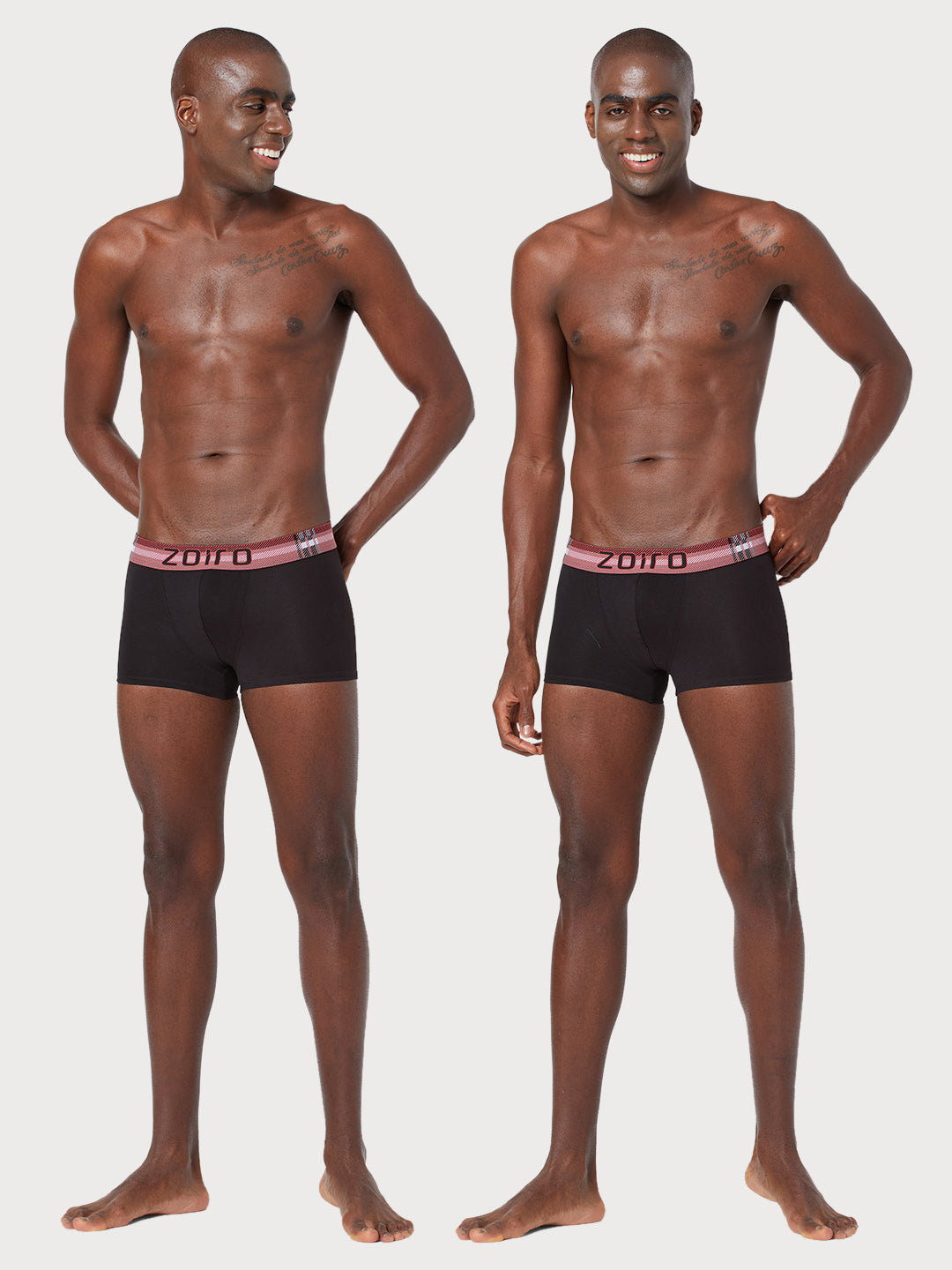 Zoiro Men&#39;s Cotton Trends Trunk (Pack of 2) Black + Black