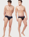 Zoiro Men's Cotton Trend Solid Brief (Pack of 2) - Navy + Black