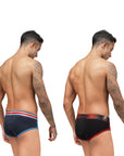 Men's Marvel Brief Pack of 2 - Sky Diver/Navy+Chinese Red/Black