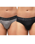 Zoiro Modal Cotton Soft Men's Brief (Pack Of 2) Grey + Black
