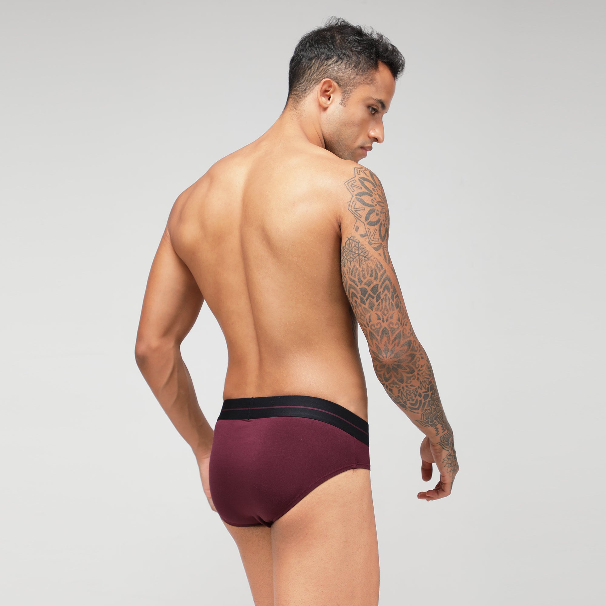 Men&#39;s Modal Soft Brief (Pack of 2) - [Grey &amp; Red]