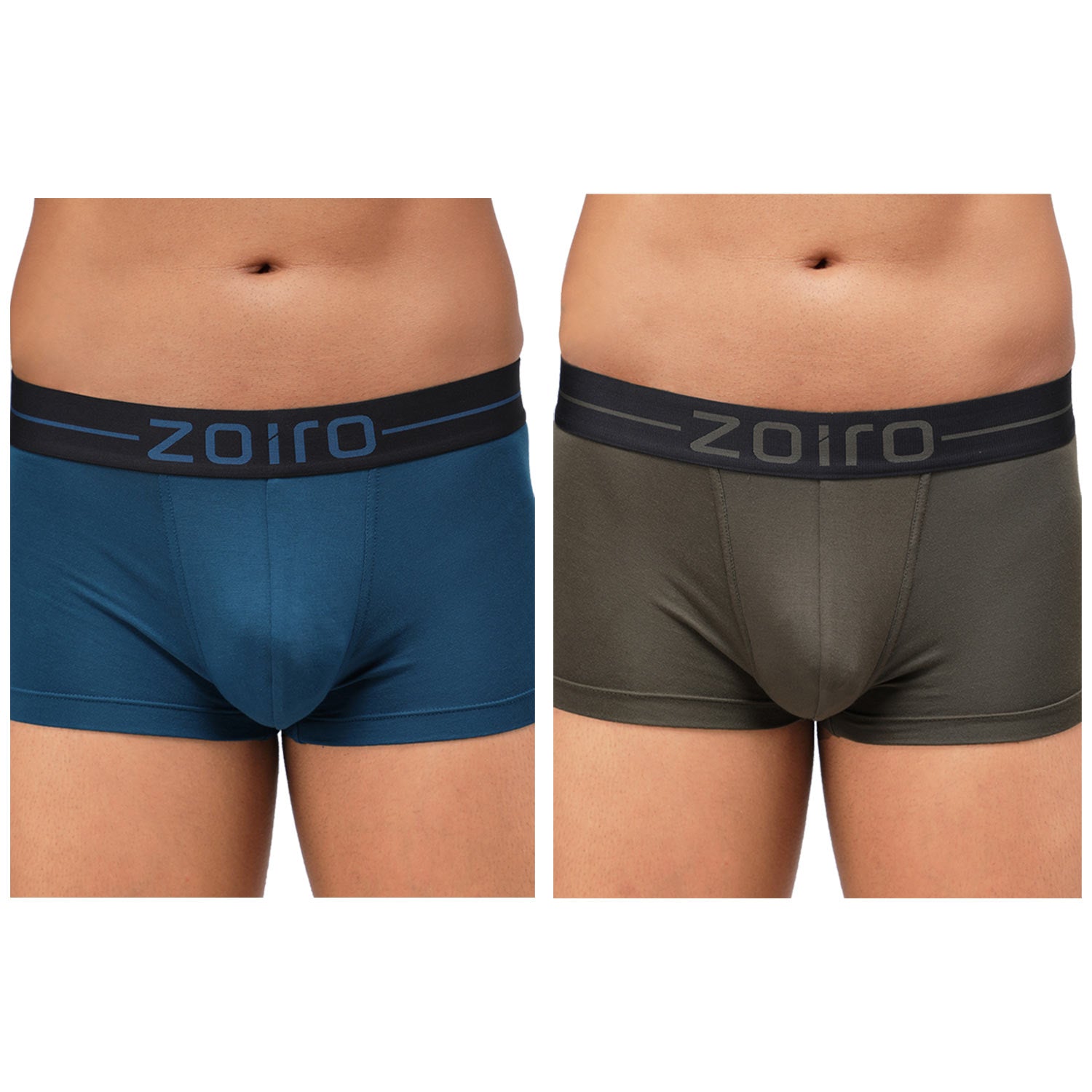 Zoiro Modal Cotton Soft Men&#39;s Trunk (Pack Of 2) Green + Blue