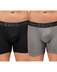 Zoiro Modal Cotton Soft Men's Trunk (Pack Of 2) Grey + Black
