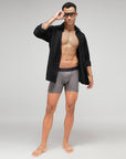 Men's Modal Soft Long Trunk (Pack of 2) - Black & Steel Grey