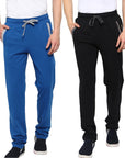 Zoiro Men's Cotton Rich Dual Side zipper Pockets Solid Track Pant - Pack Of 2