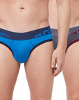 Zoiro Men's Combed Cotton Solid Brief (Pack 2)- Directory Blue + Nine Iron