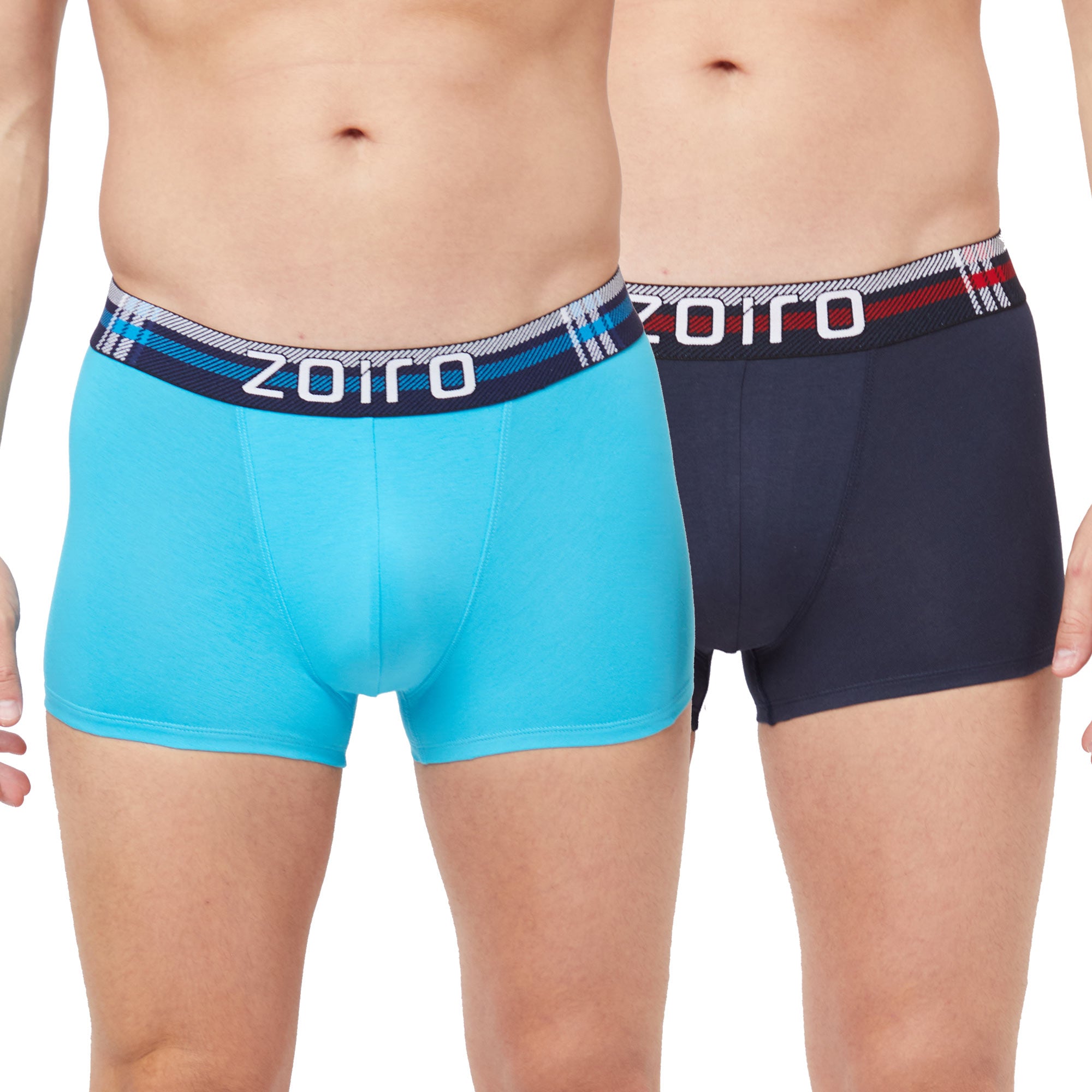 Zoiro Men&#39;s Cotton Trends Trunk (Pack of 2) Navy + Atoll Blue