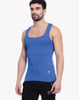 Zoiro Men's Cotton Sports Gym Vest (Pack 2) - Sky Diver + Chinese Red