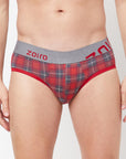 Zoiro Men's Cotton Printed Brief (Pack 2) - Red + Sulphur