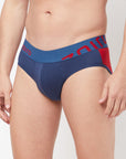 Zoiro Men's Cotton Solid Brief (Pack 2)- Blue + Red