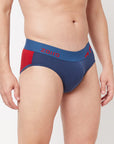 Zoiro Men's Cotton Solid Brief (Pack 2)- Blue + Red