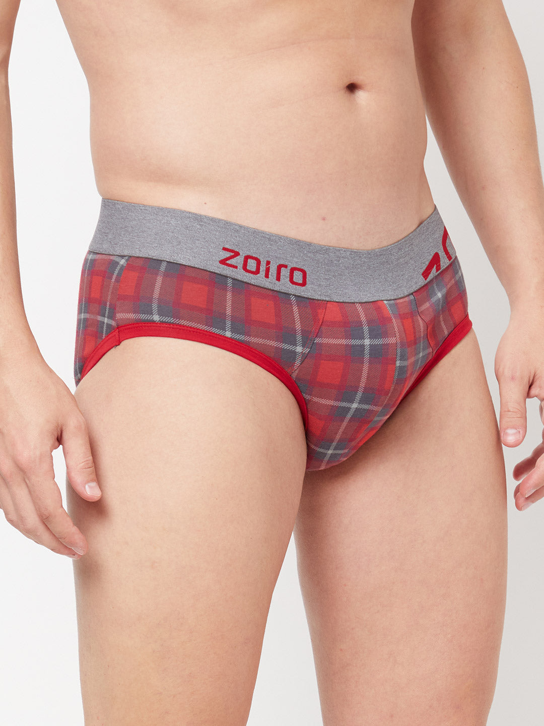 Zoiro Men&#39;s Cotton Brief (Pack Of 2) - Ribon Red /Catstle Rock + Red