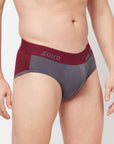 Zoiro Men's Cotton Trends Brief (Pack of 2) Sulphur/Castle Rock + Nine Iron/Windsorewine