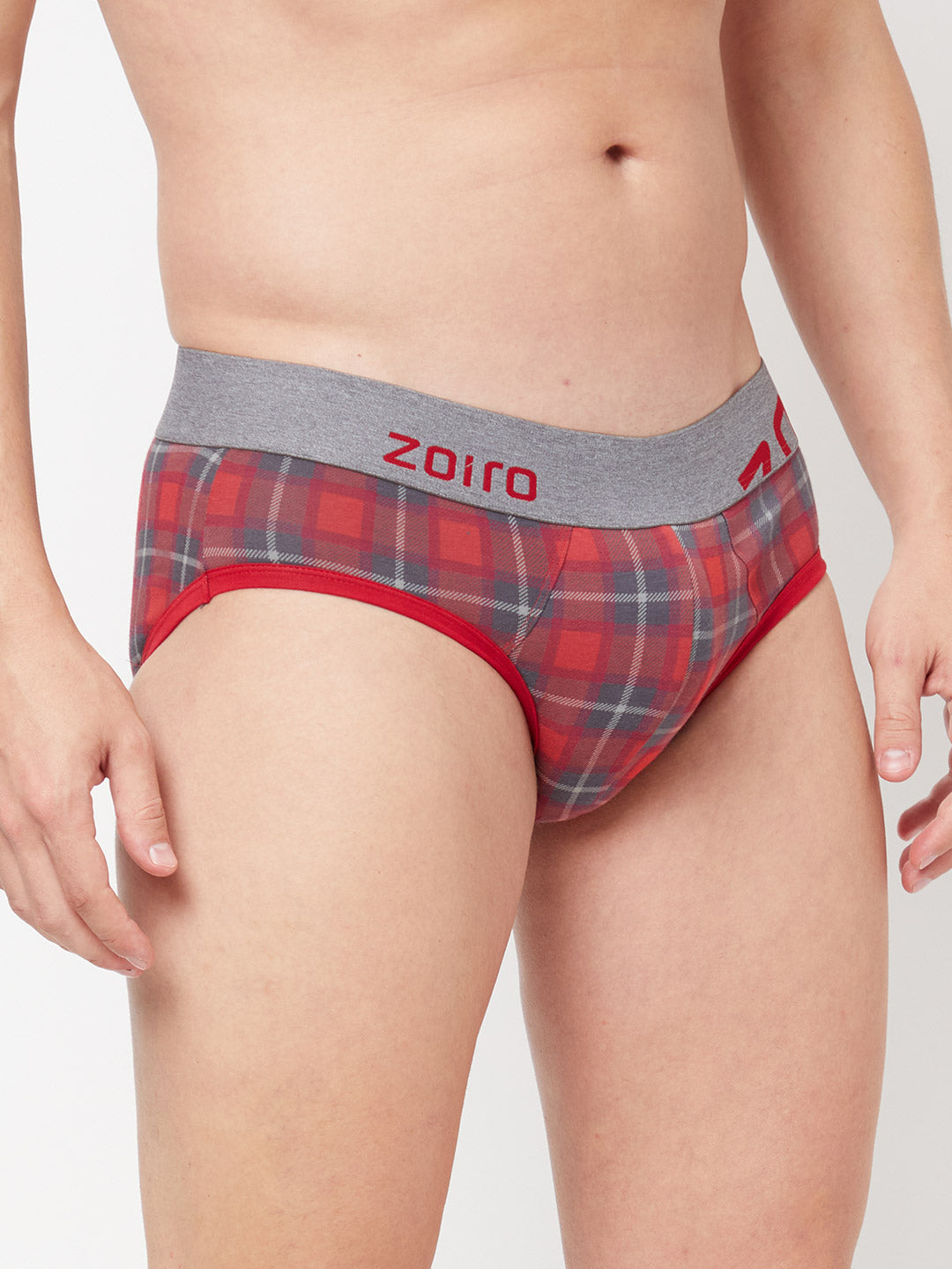 Zoiro Men&#39;s Cotton Trends Brief (Pack of 2) Red + Total Eclipse