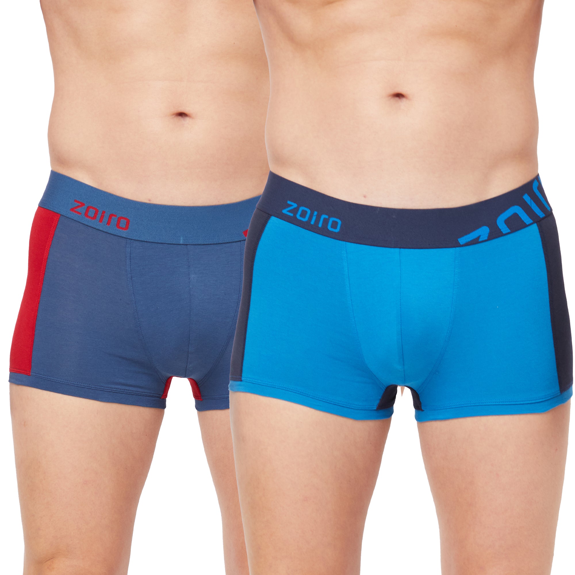 Zoiro Men&#39;s Cotton Trends Trunk (Pack of 2) Legion Blue/Ribbon Red + Directory Blue/ Total Eclipse