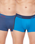 Zoiro Men's Cotton Trends Trunk (Pack of 2) Legion Blue/Ribbon Red + Directory Blue/ Total Eclipse