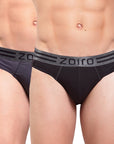 Zoiro Men's Cotton Sports Brief (Pack of 2) Charcoal + Black