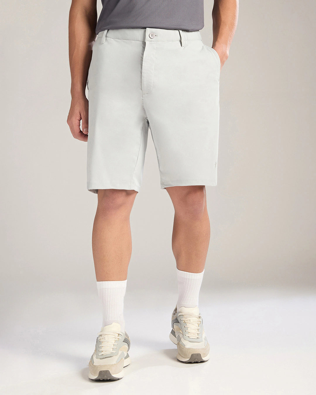 Zoiro Athleisure Shorts Mist Grey - Front View