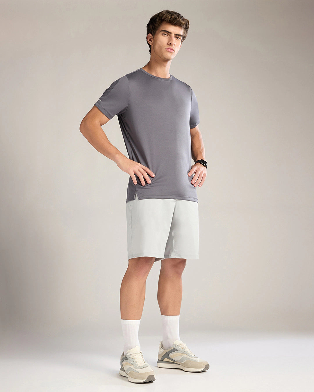 Zoiro Athleisure Shorts Mist Grey - Full Body Side